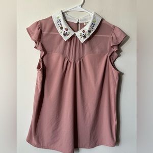 Faith & Joy chiffon collared blouse